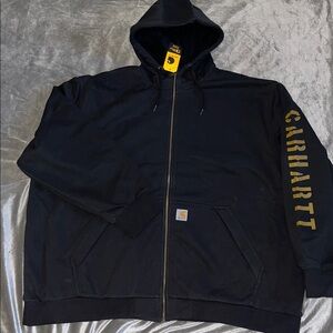 Carhartt Rain Defender Jacket Mens 4XL hoodie black fleece lined arm logo NWT